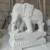 Par de Esculturas de Elefante de Mármol Blanco para Entrada de Villa u Hotel, Adornos de Elefante de Piedra Natural para Hogar o Negocio, Decoraciones que Atraen la Riqueza