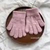 Guantes Infantiles Estilo Coreano Sencillos Color Puro Medianos y Grandes Invierno al Aire Libre Cálidos Cinco Dedos Suaves Cerosos Resistentes al Frío para Niños y Niñas