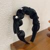 Diadema de organza con ala ancha plisada con perlas para el intestino grueso, elegante diadema francesa para mujer, estilo Chanel 2023
