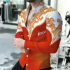 Camisa de negocios casual de manga larga para comercio exterior de Amazon con estampado de estilo étnico, camisa de manga larga de alta gama para hombre de primavera y otoño