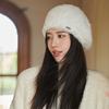 Boina de felpa Otoño e Invierno estilo japonés todo a juego cálida para circunferencia de cabeza grande sombrero tipo cubeta sin ala nuevo simple para mujer color beige
