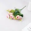 10 flores de rosa fénix de seda artificial para decoración del hogar, arreglo de mueble de TV, decoración de pasillo de boda y arte floral artificial
