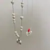Colar de Pérolas com Laço Vazado para Mulheres, Corrente Clavicular de Luxo de Alto Padrão, Novo Estilo, Acessório de Corrente de Pescoço Elegante e Simples