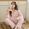 Pijama para Mujer Estilo Otoño e Invierno Espesado Doble Cara Terciopelo Isla Marina Más Polar Cálido Terciopelo Coral Nuevo Estilo para Damas en Invierno Ropa para el Hogar