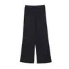 Pantalones Casuales Simples Estilo Francés Wanwei para Mujer 2026 Otoño Nuevo Hilo Estampado Ligeramente Abertura Pantalones Largos de Punto P6034-1