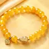 Pulsera de ágata amarillo con cuentas para mujer, artículo cultural y creativo de bucle único de jade Hetian, ágata amarillo natural, artículo cultural de tendencia nacional