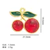 Chaveiro de Cereja Vermelha Transfronteiriço Acessórios para Joias DIY Pingente de Fruta de Resina com Strass Charme para Carro Bolsa para Mulheres