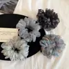 Diadema de Organza Esponjosa Floral Pequeña Retro Romántica para Mujer, Cuerda para el Cabello Versátil Estilo Coreano Suave, Accesorio para Moño