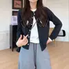 Cárdigan de punto con patrón de rombos para mujer, estilo coreano, reductor de edad, colección otoño 2026, talla grande, corte holgado, versátil abrigo suéter