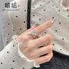 Xigu J0433 Plata S925 Anillo Abierto Ajustable de Mariposa con Esmalte Goteado y Perla, Primavera Verano, Alta Gama, Pequeño Fresco, Producto Nuevo