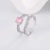Fornecimento Transfronteiriço, Itens Mais Vendidos da Wish, Mais Vendidos da Amazon, Conjunto de Anéis de Zircônia Rosa, Joias com Cravação de Diamante, Acessórios Criativos