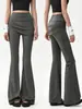 Calça Yoga Flare Cintura Alta para Mulheres, Cordão e Design Plissado, Emagrecimento, Controle de Barriga, Elástica, Esportiva, Pilates, Calça Fitness