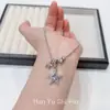 Colar Pingente Estrela Azul Claro Fresco Estilo Coreano Doce High-End Moda Versátil Nicho Acessórios Corrente Clavícula