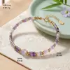 Pulsera Delgada de Tubo Cuadrado de Amatista Azul y Aventurina Natural para Mujer, Pulsera de Cristal Moderna, Elegante, Suave y Sofisticada