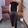21529 Damei Ai Yuan Verano 2025 Nueva Moda Camiseta Básica Lisa Pantalón Cónico de Lunares Ropa de Mujer Adelgazante