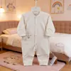 Romper de Bebê Novo para Primavera e Outono de 2026 Algodão Sem Costura Bordado Roupas de Bebê Romper de Mês Completo Macacão de Engatinhar 66-80 #