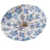 Estilo Chino Costilla Doble Reforzada Engrosada Pegamento de Color Protección Solar Protección UV Paraguas Alto Aspecto Patrón Floral Protección Solar Paraguas Plegable para Exteriores