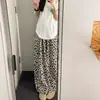 Calça de Linho Estampada de Leopardo Wide-Leg para Mulheres, Verão 2026, Fina de Cintura Alta com Caimento Solto, Afinando Calça Cenoura com Caimento Fluido de Seda de Gelo