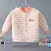 Nuevos Tops Térmicos de Tres Capas para Niños para Primavera, Otoño e Invierno, Cárdigans Acolchados de Algodón para Niños y Niñas, Camisas de Manga Larga de Otoño para Bebés, Camisetas de Capa Base