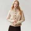 Disponible para envío directo: Suéter cárdigan de punto para mujer, versátil, de color liso, manga larga, cuello alto, con botones, mezcla de cachemira