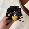 Goma para el pelo casual estilo francés con lazo en forma de corazón para mujer, adecuada para coletas y moños, accesorio para el cabello de alta elasticidad
