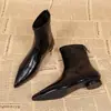 Botas Fashion com Salto Grosso Bico Fino Femininas Estilo Coreano Novas Versáteis Dropshipping Botas que Afinam o Corpo Botas Curtas Em Estoque Aumentam a Altura