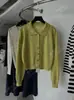 DestacadoCorriste 26 Cardigan Corto de Punto Mezcla de Lana Estilo Pequeño Chanel Reductor de Edad Retro Otoño Temprano con Solapas