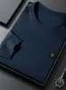 Sudadera personalizada de cuello redondo para hombre, otoño, casual de negocios, elástica, a rayas, amigable con la piel, transpirable, camiseta básica, camiseta de manga larga