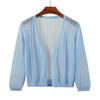 Camisa de seda helada con protector solar, suéter con aire acondicionado, cárdigan de verano para mujer, chaqueta fina de media manga con cuello en V