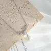 Corrente para Clavícula Banhada a Ouro Real com Zircônia Embutida, Design de Nicho Feminino, Choker de Pérola Francesa Retrô, Atacado