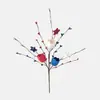 Decorações de Corte para o Dia da Independência Americana Transfronteiriças Estrelas Vermelhas, Brancas e Azuis Cortes de Tulipa Frutas Garfo Pequeno Flores Artificiais