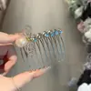 Pente de Cabelo Estilo Coreano Exquisito com Coração de Strass, Laço de Pérola, Pente Inserido na Parte de Trás para Penteado de Princesa, Pente para Franja Dianteira para Mulheres