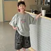 Loja de Algodão Camiseta Infantil Verão Manga Curta Estilo Coreano 2026 Nova Macia Absorvente de Suor Versátil Moda de Verão Tendência de Roupas Infantis