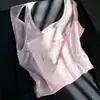 Bolsa de playa de malla mate con juguete de peluche, bolso de mano tejido de lirio ligero, bolsa de almacenamiento transparente personalizada de regalo