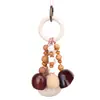 Campanilla de viento con cáscara de fruta natural Colgante tejido para planta Campana de mano curativa Llavero para coche Obra de arte estilo bosque Regalo