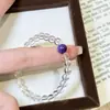 Pulseira de Cristal Branco Natural Spliced com Cristal de Dragão Roxo Profundo de Alta Qualidade para Mulheres para Realçar Suas Joias de Mão Versáteis Elegantes e de Nicho de Alta Qualidade