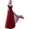 2026 Nuevo Estilo Rojo Largo Hombros Descubiertos Elegante Vestido de Noche Vestido de Brindis para la Novia Fiesta Anual Actuación Pasarela Presentador