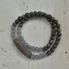 Pulsera de Doble Círculo de Madera de Águila 0.6 Cadena de Mano Portátil con Diseño de Loto de Madera de Boj Estilo Jade para Hombres y Mujeres