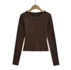 7676-25 Nueva Camiseta Interior de Manga Larga Estilo Invierno para Mujer, Camiseta, Estilo Europeo y Americano, Forrada de Polar, Cálida, Media Cremallera, Cuello Redondo