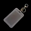 Cubierta para tarjeta de identificación transparente de plástico PP de doble cara vertical, carcasa para tarjeta de identificación plegable tipo flip, en stock, venta al por mayor