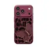 Cordão de borboleta com estampa de leopardo, adequado para capa de celular Apple 18pm, iPhone 17, Vermelho bordô, 16 capa de silicone, 15, para mulheres