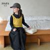 Camiseta de manga larga para niña YOJIA, primavera de 2025, nuevo estilo occidental, moderna, para niñas de talla mediana y grande, camisa básica de primavera para niños.