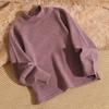 Camiseta Básica de Veludo Outono e Inverno para Crianças Meninos e Meninas com Forro de Lã Gola Meia-alta Roupas de Outono Roupa Íntima de Manga Longa para Crianças Grandes Top Quente