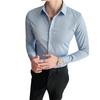 Camisa Masculina de Manga Longa Camisa Masculina Estilo Coreano Elástica Slim Fit Fina Camisa de Manga Curta Camisa Masculina Roupa de Baixo para Terno