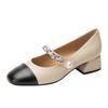 Zapatos Mary Jane estilo Xiaoxiang, zapatos de mujer de tacón bajo y grueso, primavera 2023, nuevos zapatos de ballet franceses a juego, zapatos de una sola capa con temperamento
