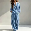 Otoño 2026 Ropa de Mujer de Comercio Exterior Europeo y Americano Nuevo Traje de Moda Elegante para Viajes Diarios Conjunto de Dos Piezas de Pantalones de Color Sólido