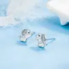 Pendientes de botón de cachorro lindos con circonita incrustada de diamantes estilo coreano para mujer, pendientes de botón de cachorro del Zodiaco con epoxi, joyería fresca y dulce
