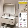 Nuevo juego de gabinete de baño de aleación de aluminio espacial, apto para baños pequeños, con lavabo integrado