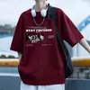 Camiseta de Verano para Niños de Manga Corta Nueva Marca de Verano de Moda Americana Camiseta de Algodón Pesado Holgada de Media Manga Estilo Masculino