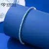 Pulsera Transfronteriza de Moissanita Aguamarina para Chicas Ins Cadena de Tenis Plateada Joyería de Mano Simple Elegante Venta al por Mayor